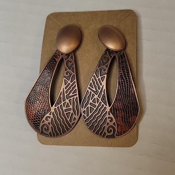 2 Pairs of Boho Southwestern Ethnic Dangle Chunky 3" Earrings - Picture 4 of 5